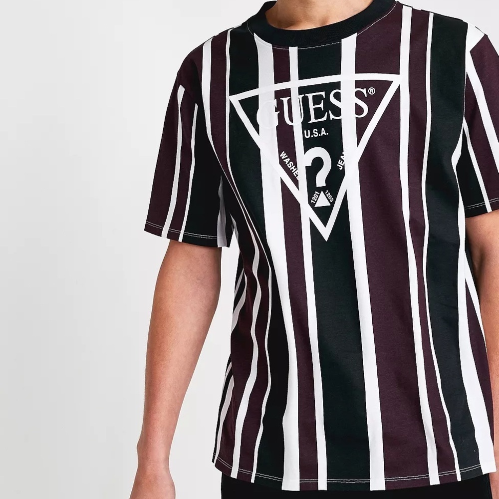 Guess Originals Men's Rexford Black Striped Short-Sleeve T-Shirt